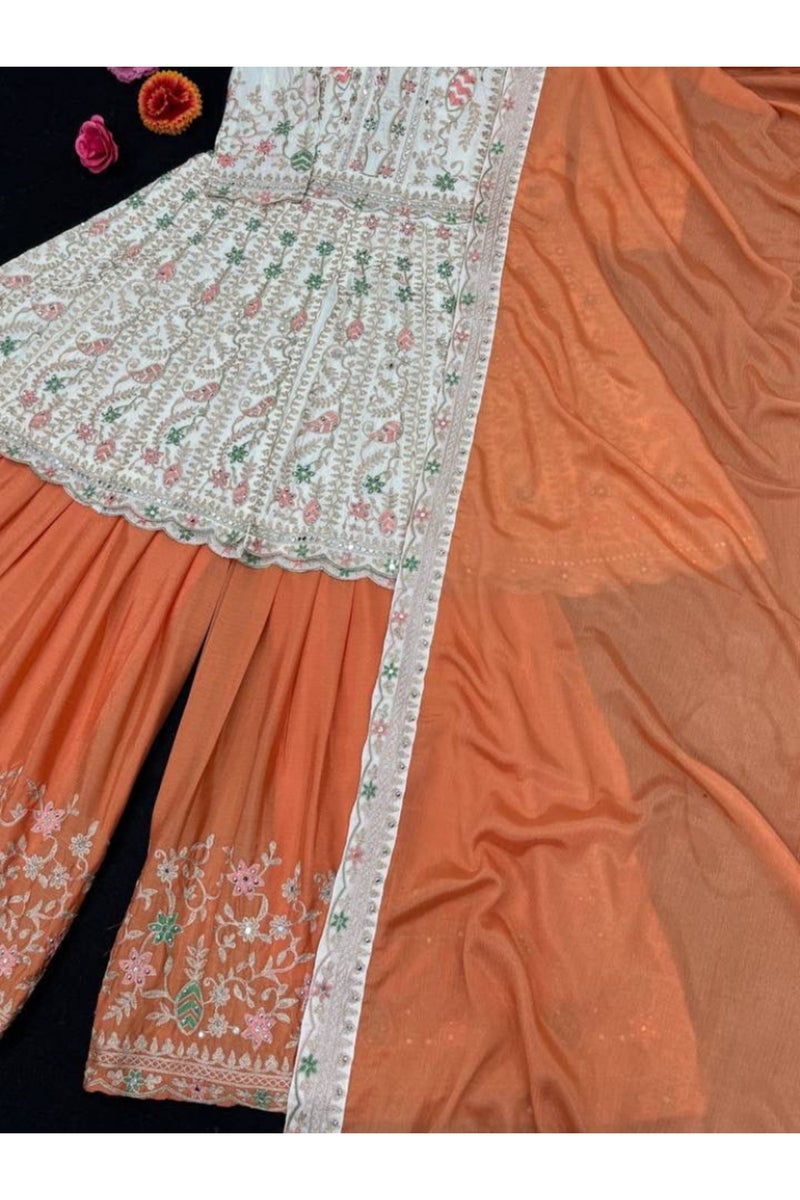 Chinon Silk Kameez Salwar With Dupatta - HRT4724 - Image 5